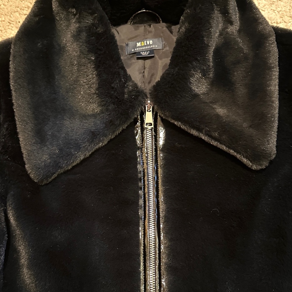 Anthropologie Black Faux Fur Coat - Picture 3 of 4